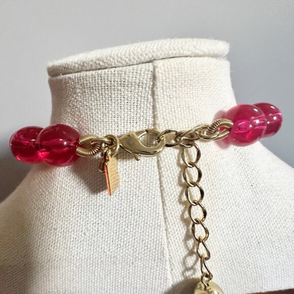Kate Spade Ruby Red Lucite Necklace Beaded Bead Large Round Statement Maximalist - Picture 5 of 9